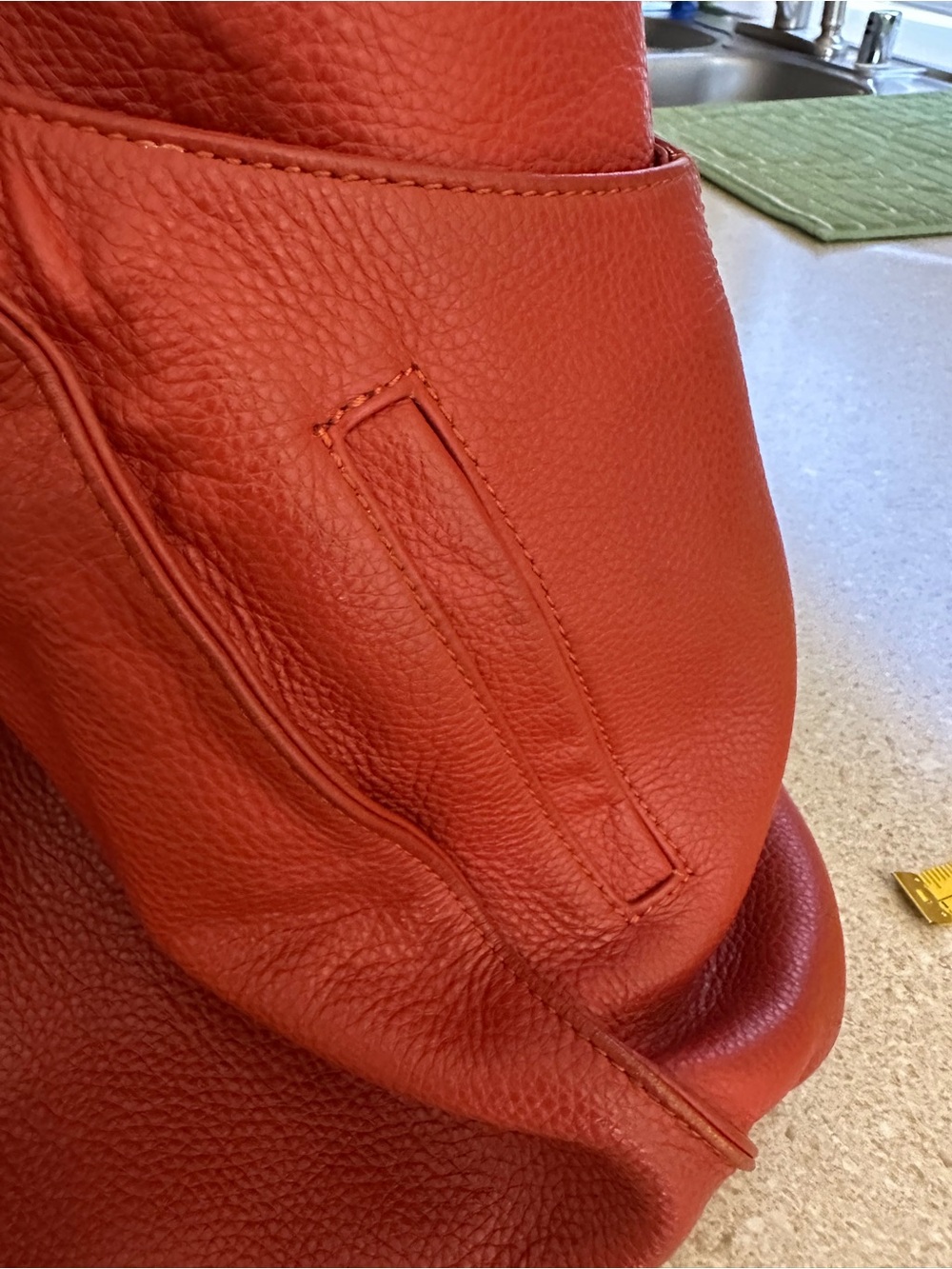 KOOBA-Beautiful Pebbled Shoulder Tote Burn Orange. - Picture 7 of 12